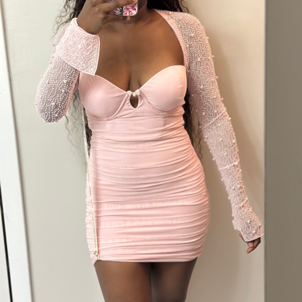 Oh Polly Pink Pearl Mini Dress - Picture 16 of 16